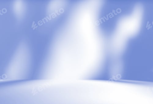 Preview: Empty blue room studio with shadow of leaves on concrete wall and floor for product presentation.