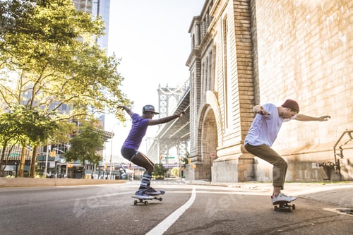 Preview: Skaters training in a skate park in New York