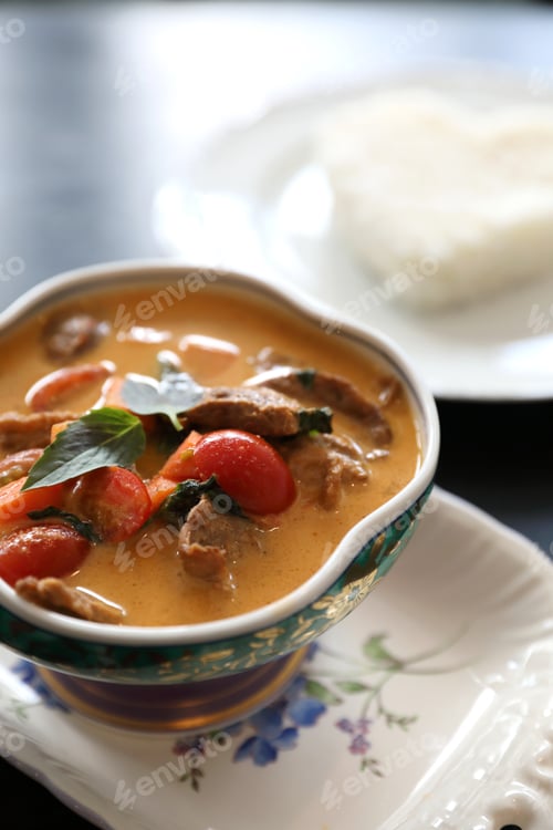 Preview: Roasted Duck In Red Curry With Rice , Traditional Thai Food
