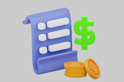 Preview: Document with dollar sign and gold coins