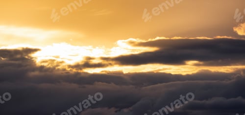 Preview: Panoramic View of Cloudscape during a colorful sunset or sunrise.