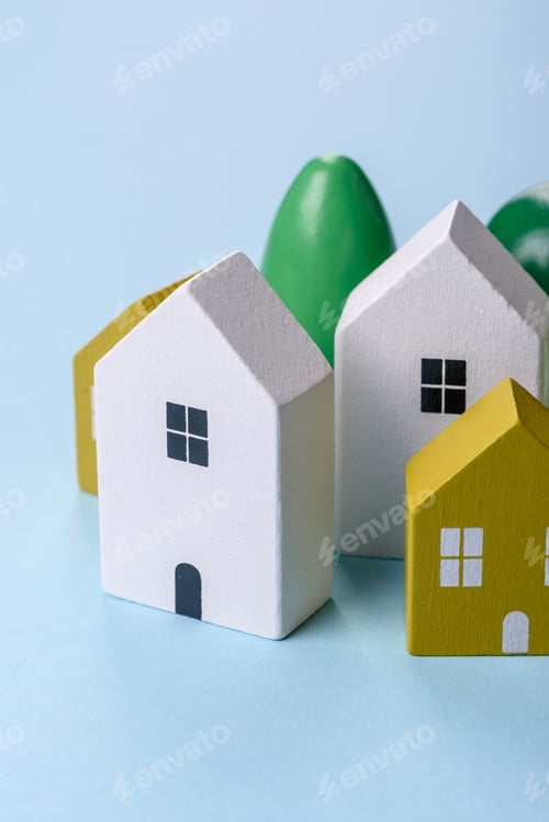 Colorful Miniature Houses in a Peaceful Setting