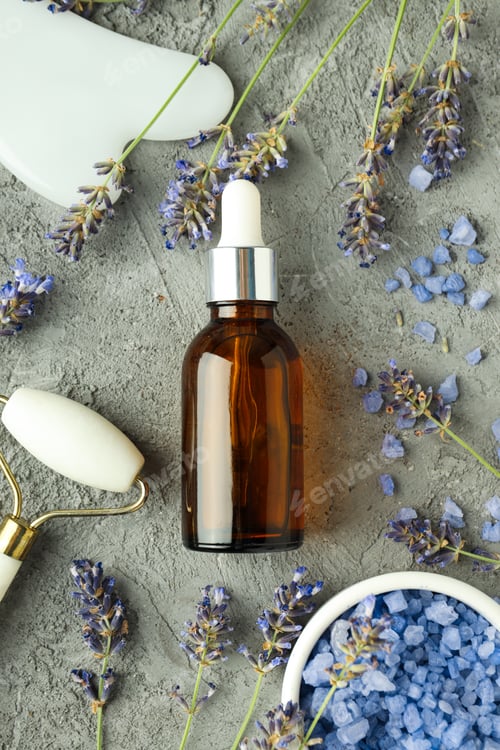 Preview: Concept of skin and face care, lavender cosmetic