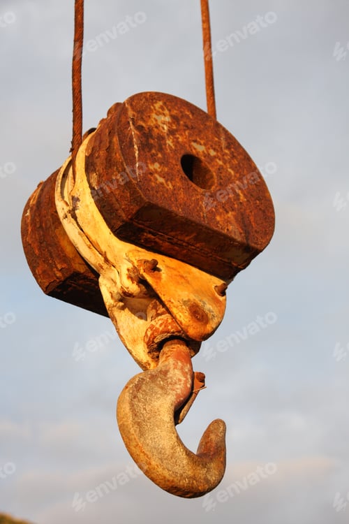 Preview: Close-up of a Rusted Industrial Crane Hook