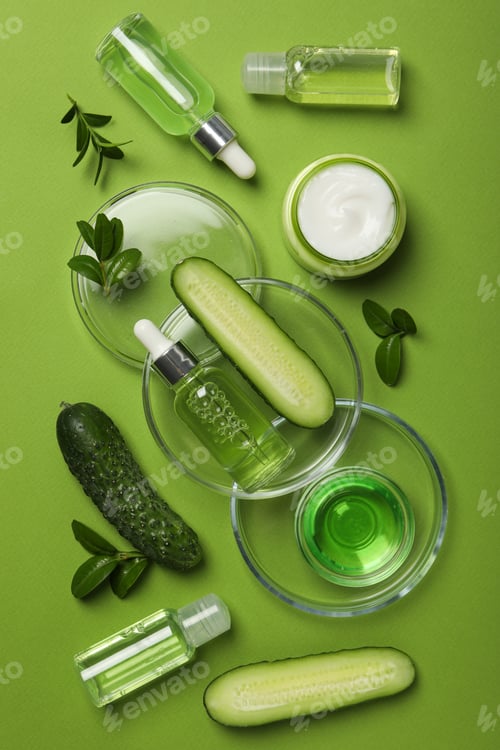 Preview: Concept of face and skin care - cucumber cosmetic