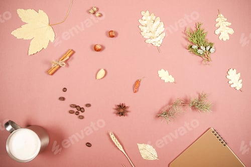 Preview: Autumn Leaves Lie On The Table Background Image