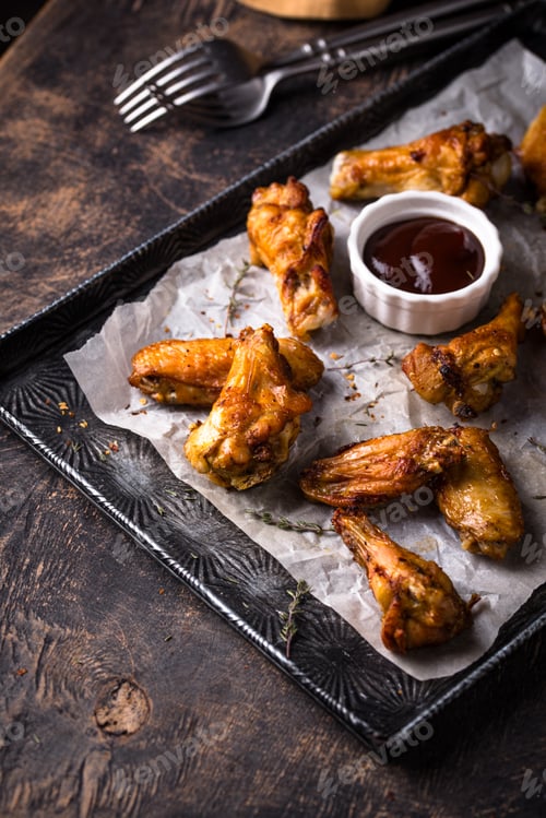Preview: Baked spicy chicken wings with sauce