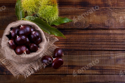Preview: Fresh chestnuts in a sack