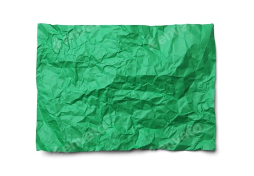 Preview: Color sheet of crumpled paper on white background, top view
