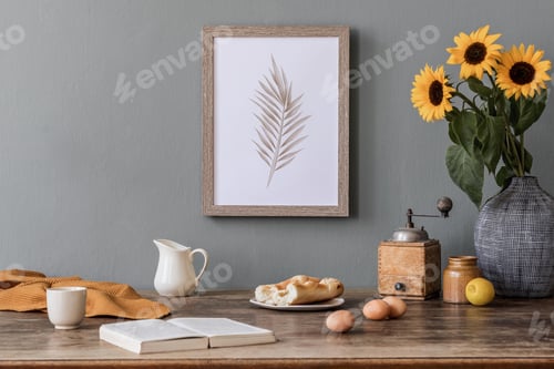 Preview: Cozy and stylish composition of creative dining room