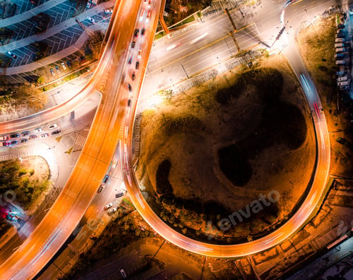 Preview: Aerial shot of the cityscape of Wuhan at nighttime, China.