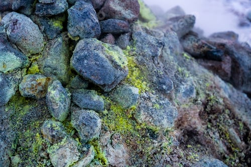Preview: Detail of the colors of the steaming fumaroles in the geothermal park of Hverir or Namafjall