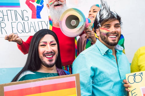 Preview: Gay activist people LGBT social movement protesting for homosexual rights - Gender equality concept