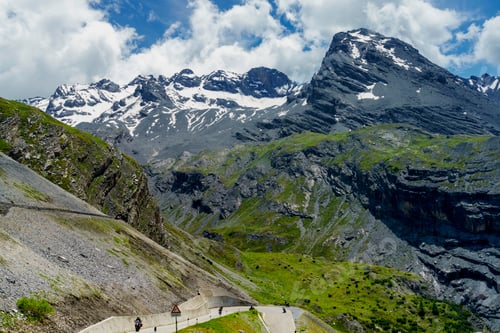 Preview: Mountain landscape along the road to Stelvio pass (Lombardy) at summer