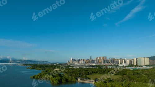 Preview: Shenzhen ,China - Circa 2022: Aerial view of landscape in Shenzhen city,China