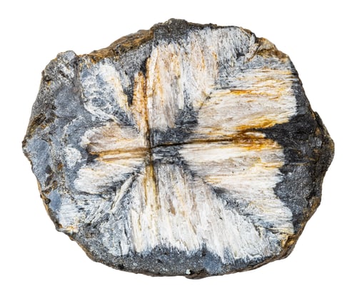 Preview: raw chiastolite mineral isolated on white