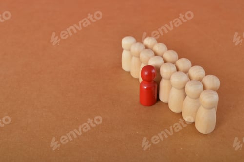 Preview: Red leader businessman with crowd. Leadership, cooperation, teamwork, brainstorming, team, teamwork