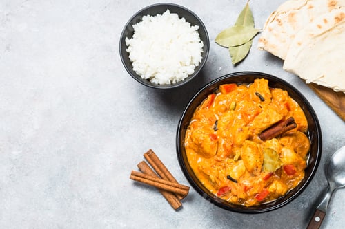 Preview: Chicken tikka masala with rice top view
