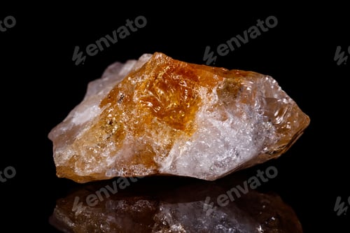 Preview: Macro mineral stone Citrine on black background