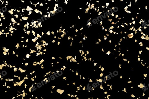 Preview: Gold Confetti on Black Background. Festive Backdrop