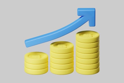 Preview: Growing Stacks with Upward Trend Arrow