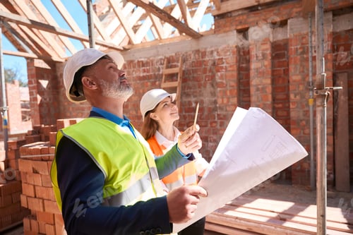 Preview: Building inspectors holding project, checking quality of roof construction