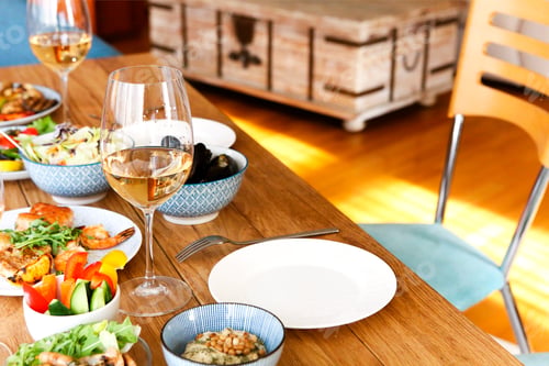 Preview: Festive table served for home dinner