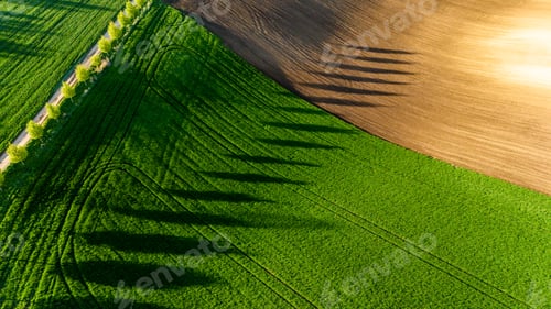 Preview: peaceful moravian landscape with soft rolling hills from above