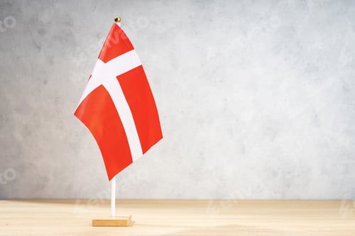 Preview: Denmark table flag on white textured wall