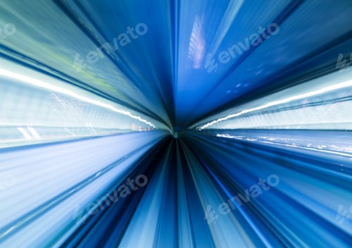 Preview: Modern tunnel with blurred light tracks