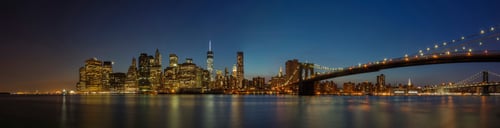 Preview: 55193,Panoramic view of New York city skyline illuminated at night, New York, United States