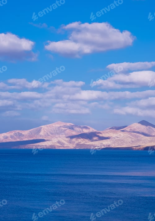 Preview: Beautiful landscape of volcanoes and ocean. Travel, vacation concept. Canary Island. Lanzarote