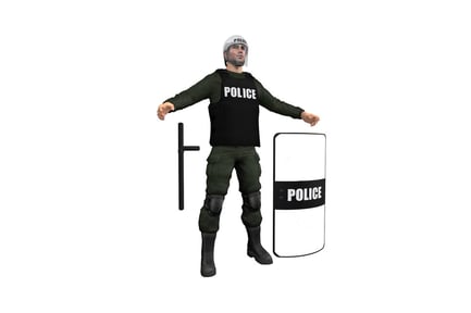 Preview: Police officer with extended arms and protective gear