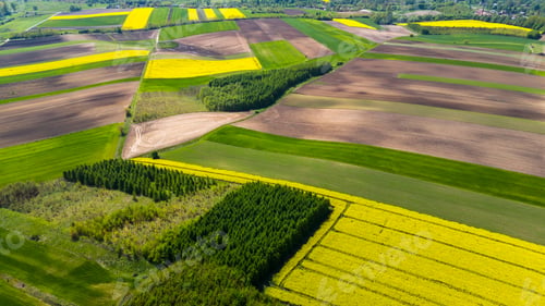 Preview: Beautiful farmland and coutryside in Ponidzie, Poland. Aerial drone view