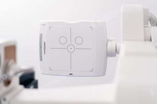 Preview: close up in modern clinic in a white office, a preparation for fluorography images, the latest