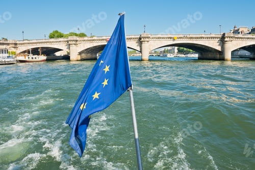 Preview: Flag of European Union waving in the wind on boat