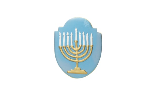 Preview: PNG, Gingerbread with image of Hanukkiah, isolated on white background