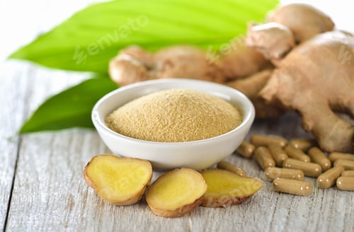 Preview: ginger root and capsules
