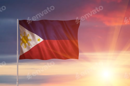 Preview: Flag Against Dramatic Sky During Sunset