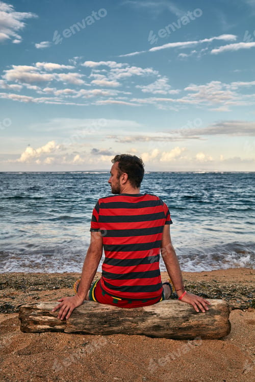 Preview: Man Enjoying On A Deserted Tropical Beach.