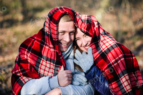 Preview: holidays, winter, christmas, hot drinks and people concept