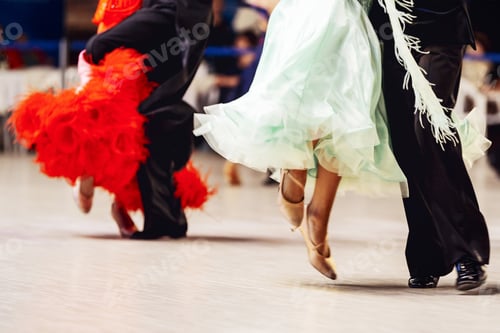 Preview: couples dancing viennese waltz in competitive ballroom dancesport