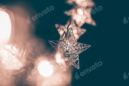 Preview: Christmas lights over dark blue background