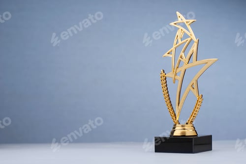 Preview: Golden triple tar shaped trophy for rewarding
