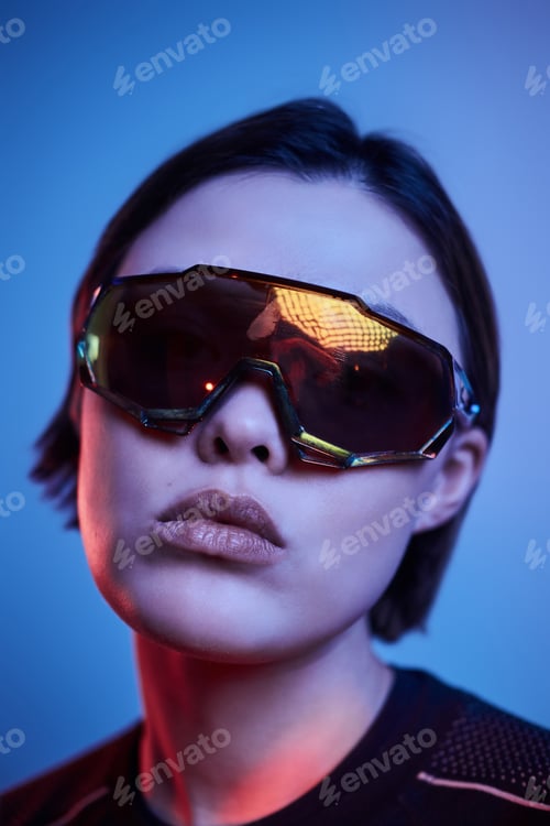 Preview: Portrait of trendy girl in photo studio