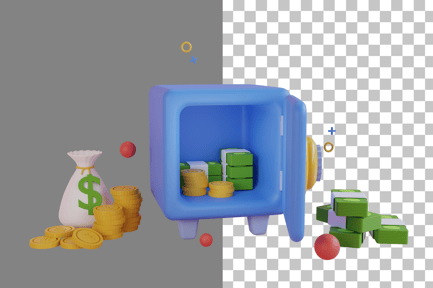 Preview: Safe Box with Money 3D Icon