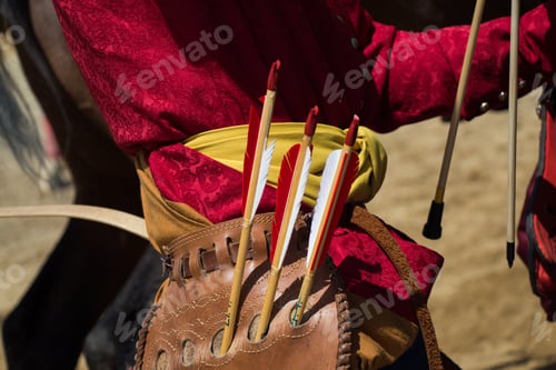 Preview: Horseman archer riding in ethnic clothes on horseback
