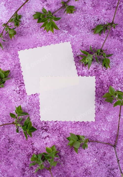 Preview: Lilac background with branch of tree. Spring concept