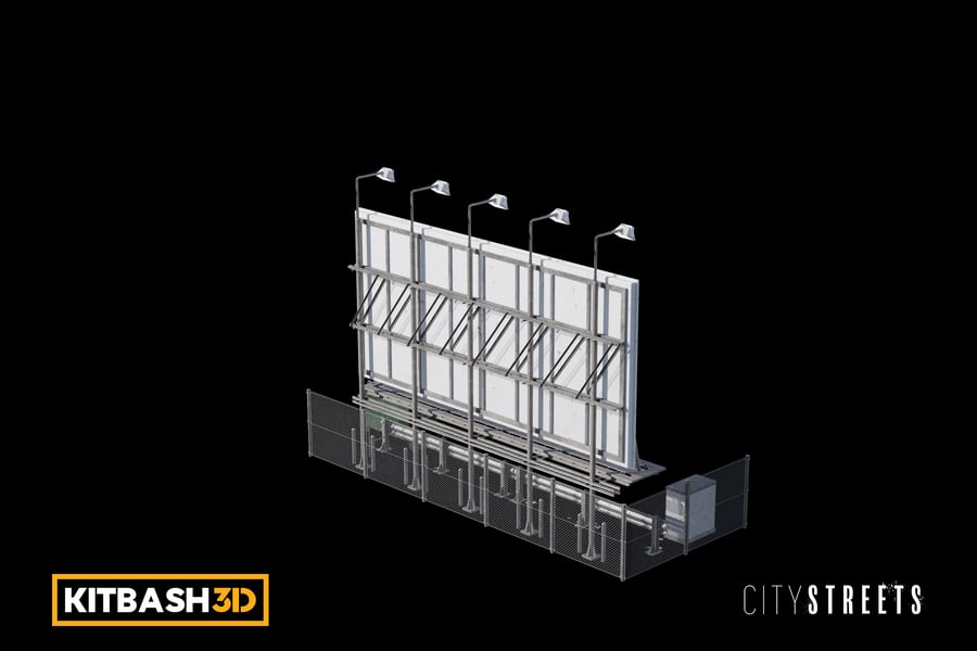 Kitbash: City Streets - Billboard 3D, Incl. billboard & city - Envato