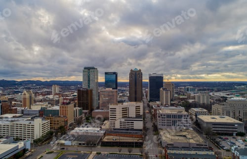 Preview: Downtown, Birmingham skyline at sunset